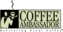 Image of the Coffee Ambassador Logo, found on Coffee Ambassador Private Label office coffee portion packs